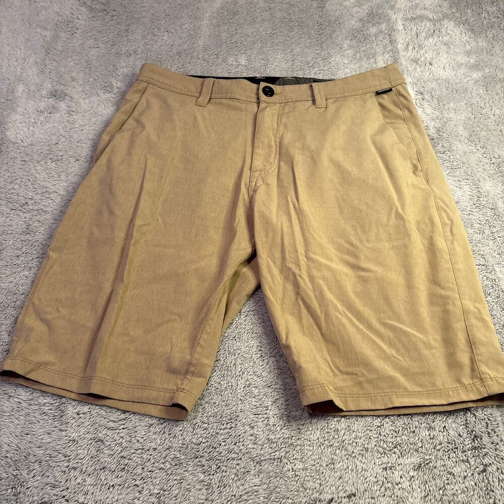 Volcom Mens Khaki Shorts Sz 32 Flat Front